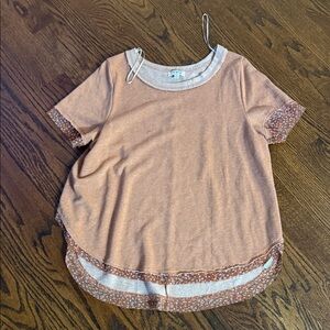 Peach Short Sleeve Layered Top